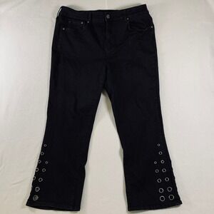 Seven7 Women's Mid Rise Grommet Ankle Boot‎ Crop Jeans Black Wash Plus Size 18W